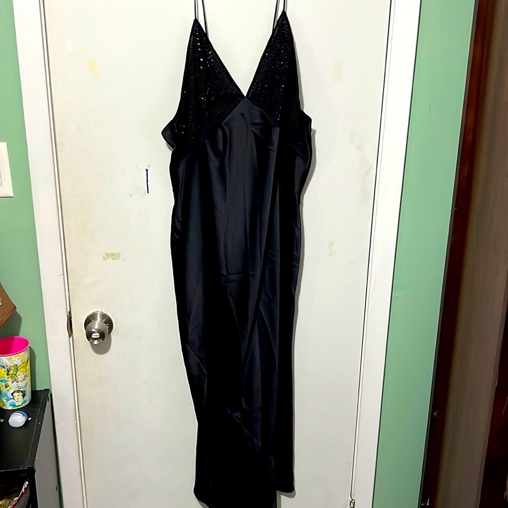 Victoria's Secret black slip dress. Rhinestone chest. New with tags.